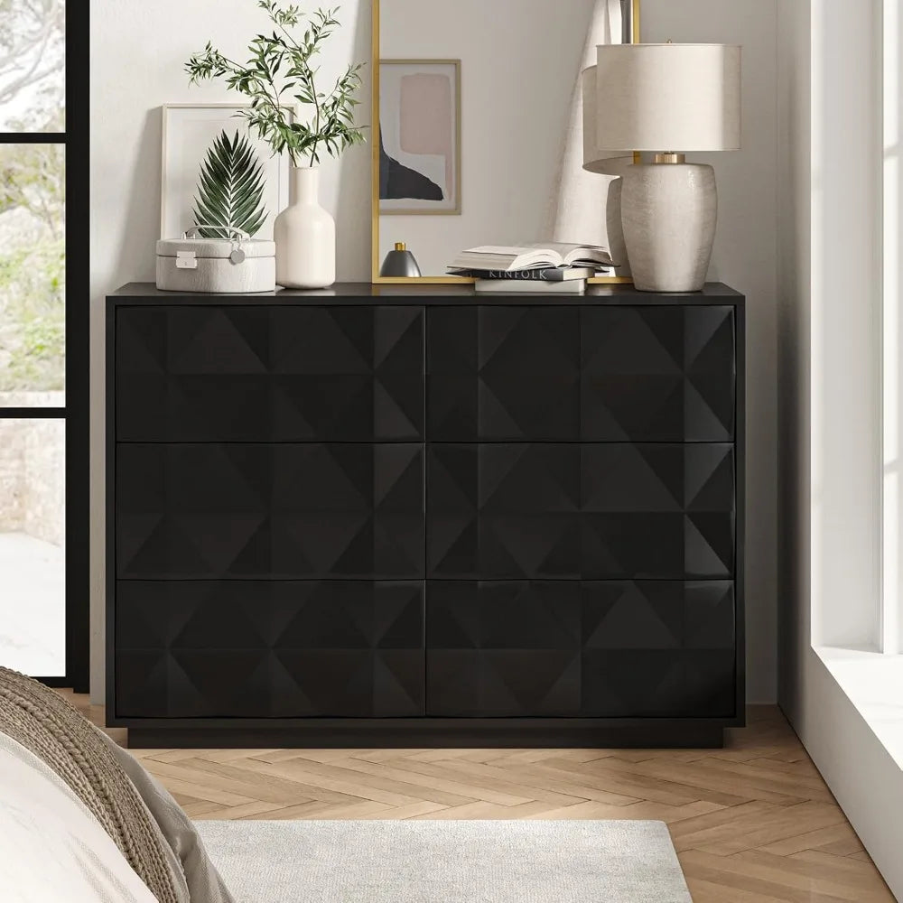 Wide Double Black Dresser