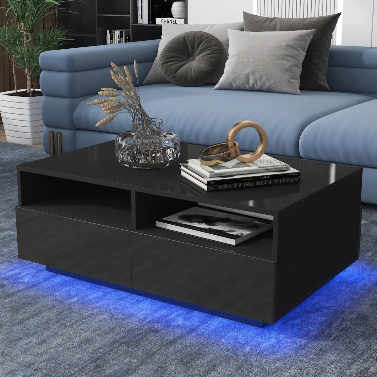 RGB LED Coffee Table High Gloss Simple Design Side Table