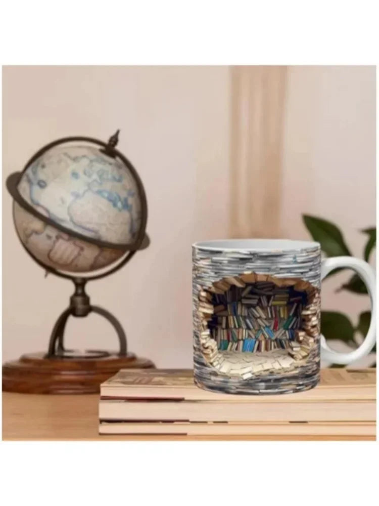 Ceramic 3D  Library Book Mug Shelf