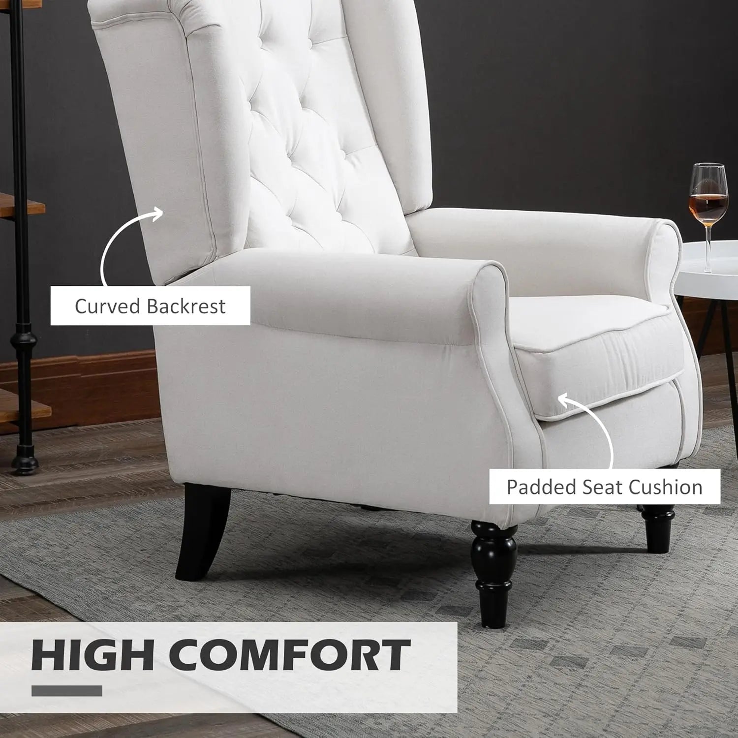 HOMCOM Button-Tufted Accent Chair with High Wingback