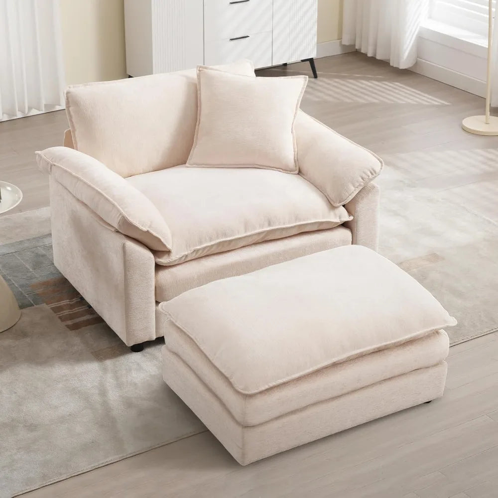 Comfy Chenille Accent Chair Large Upholstered Armchair