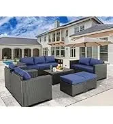 Q6 pieces set outdoor sectional wicker furniture patio couch