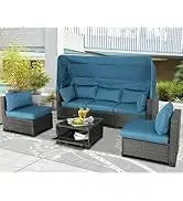 Q6 pieces set outdoor sectional wicker furniture patio couch