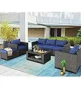 Q6 pieces set outdoor sectional wicker furniture patio couch