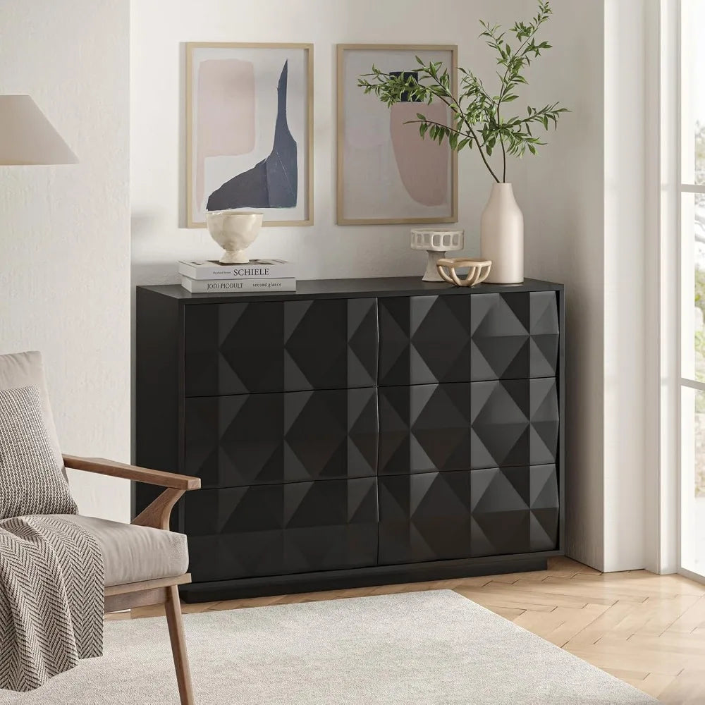 Wide Double Black Dresser