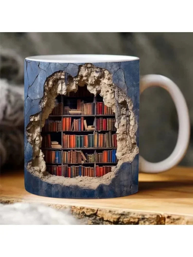 Ceramic 3D  Library Book Mug Shelf