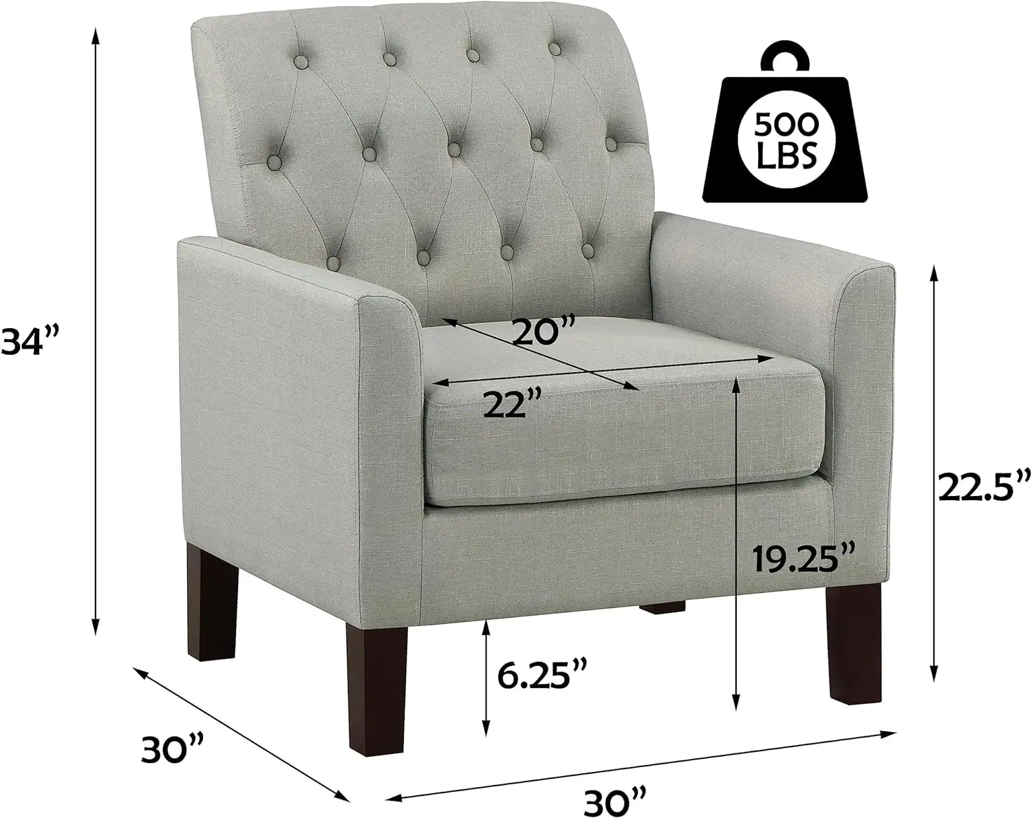 Rylee 30” Accent Armchair – Fabric Upholstered