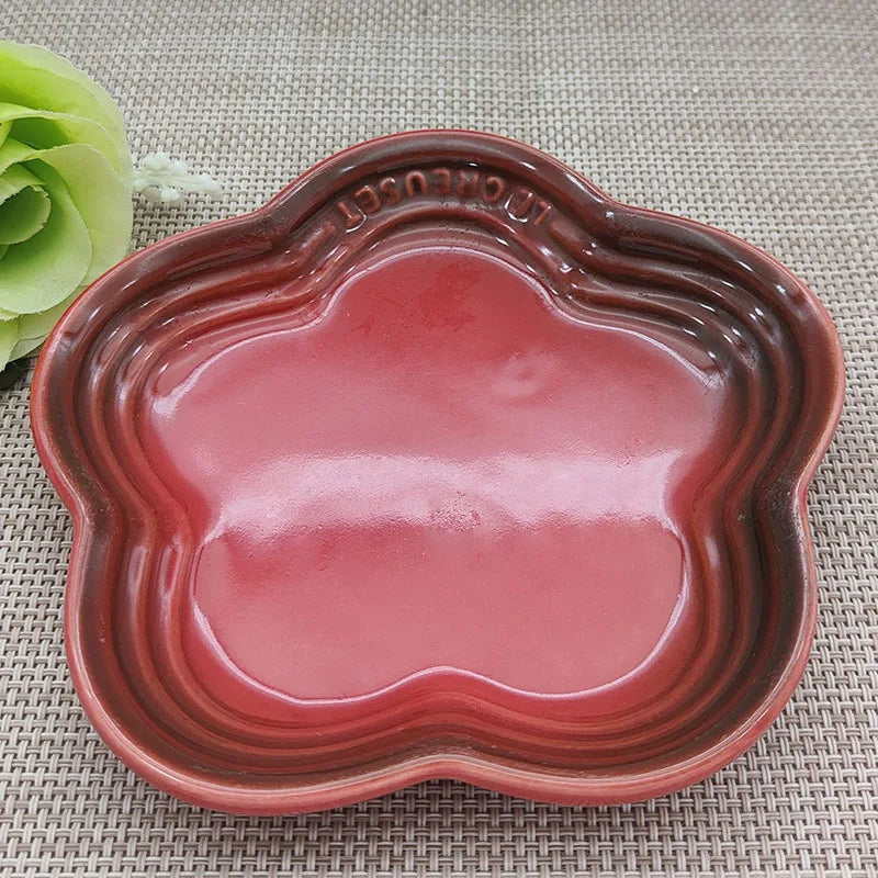 French Home Ceramic Underglaze Colored Small Plum Blossom Plate