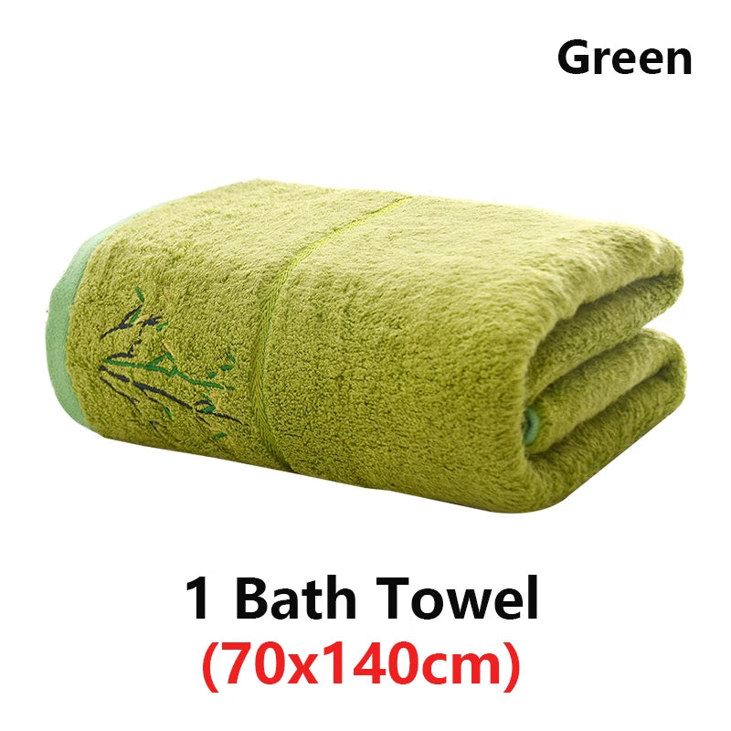 Embroidered Bamboo Fiber Towel Set