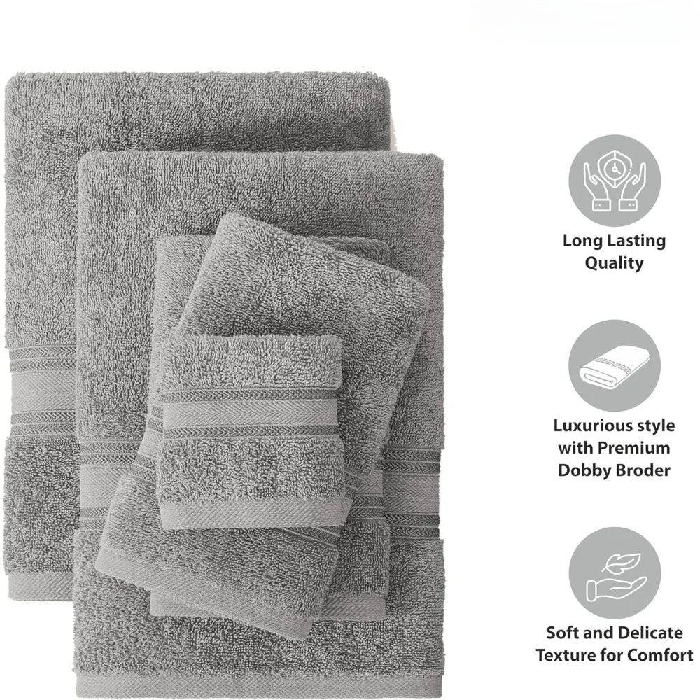 12-Piece Quick-Dry Cotton Bath Towel Set