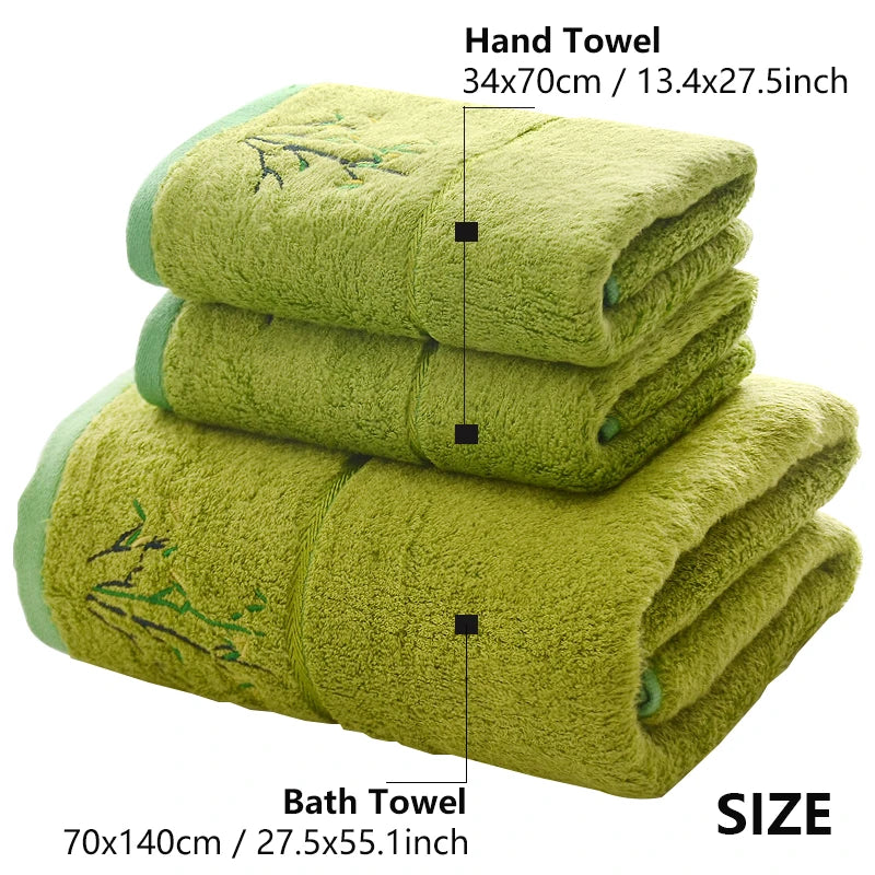 Embroidered Bamboo Fiber Towel Set