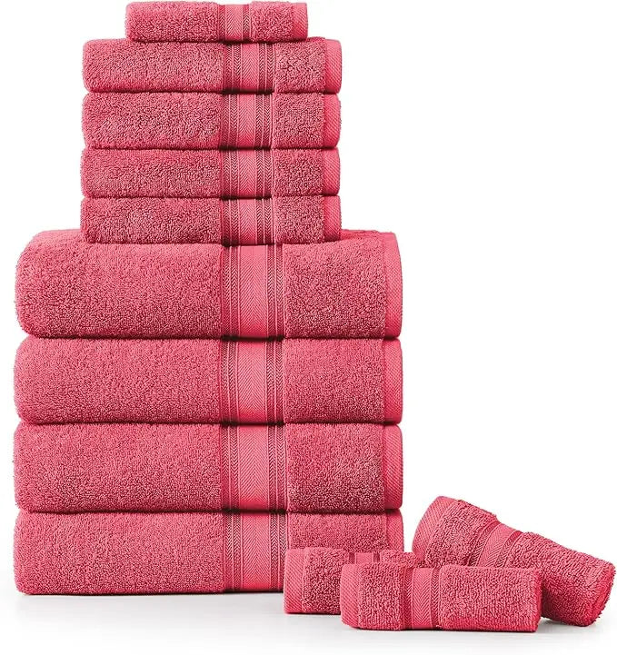 12-Piece Quick-Dry Cotton Bath Towel Set