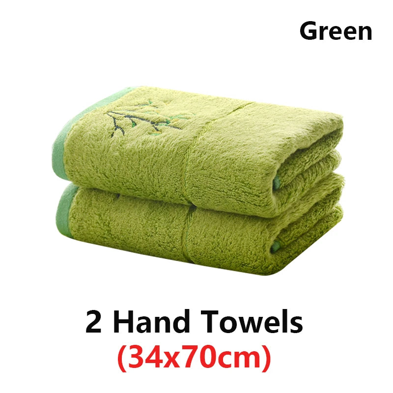 Embroidered Bamboo Fiber Towel Set