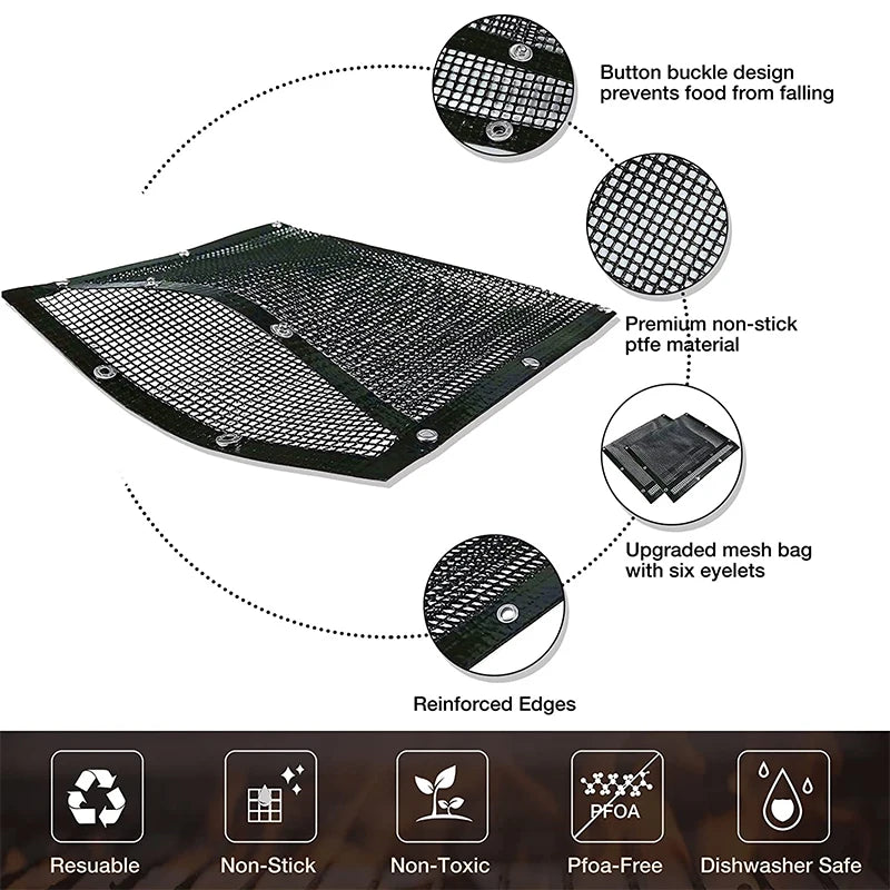 LMETJMA PTFE Reusable Mesh Grill Bags