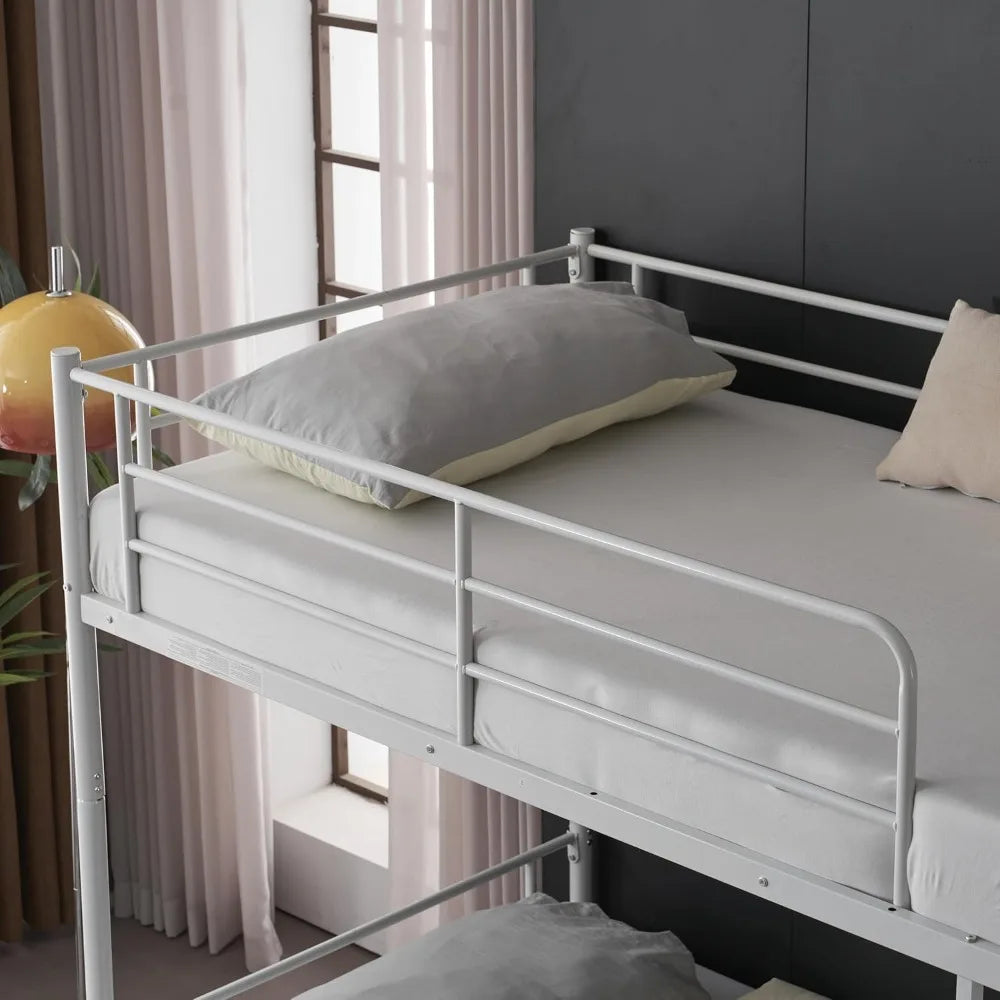 White Bunk Bed Twin Over Twin with 2 Storage Drawers