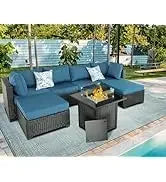 Q6 pieces set outdoor sectional wicker furniture patio couch