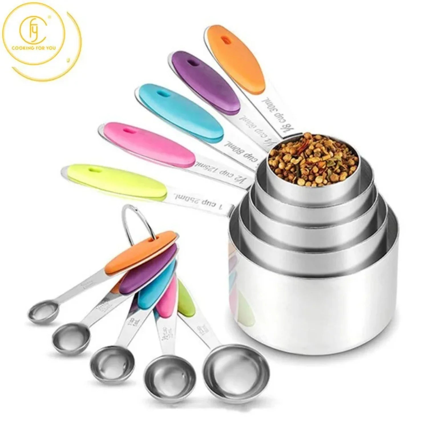 Food Grade Stainless Steel Measuring Spoon and Cup Set with Scale