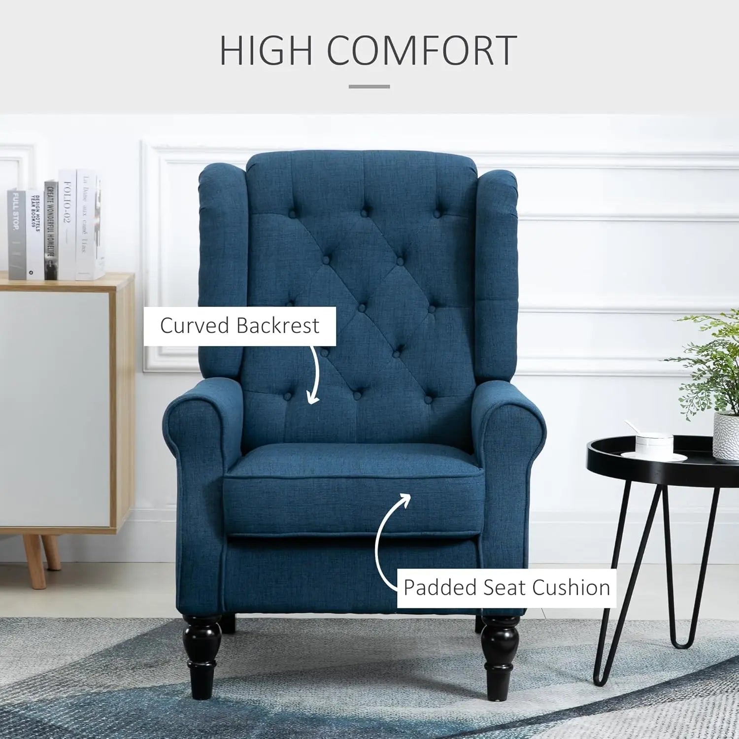 HOMCOM Button-Tufted Accent Chair with High Wingback