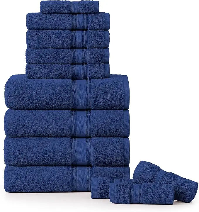 12-Piece Quick-Dry Cotton Bath Towel Set