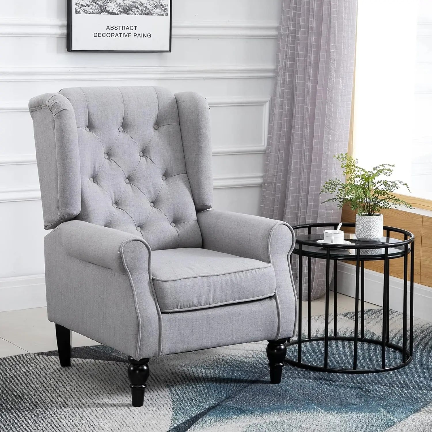 HOMCOM Button-Tufted Accent Chair with High Wingback