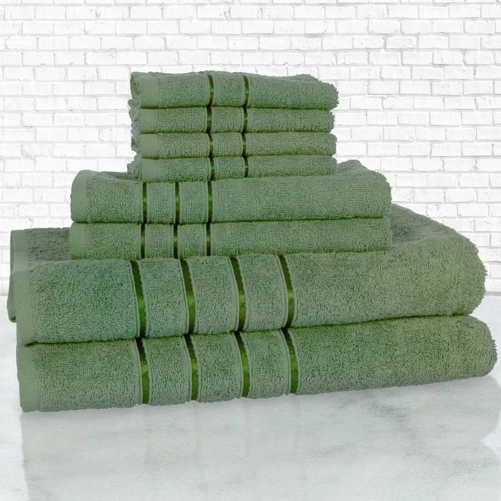 8-Piece Plush Cotton Towel Set - Solid Green