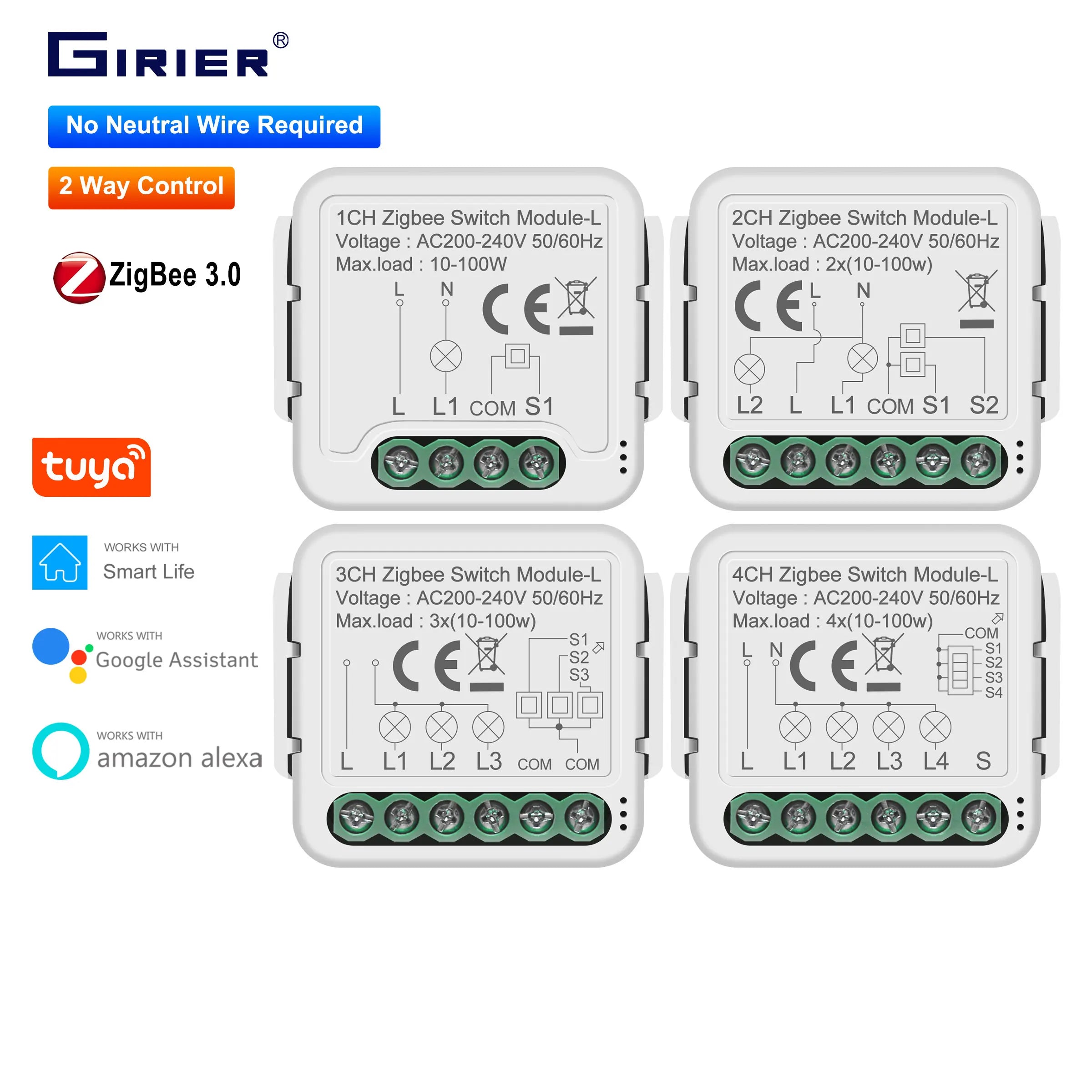 GIRIER Tuya ZigBee 3.0 Smart Switch