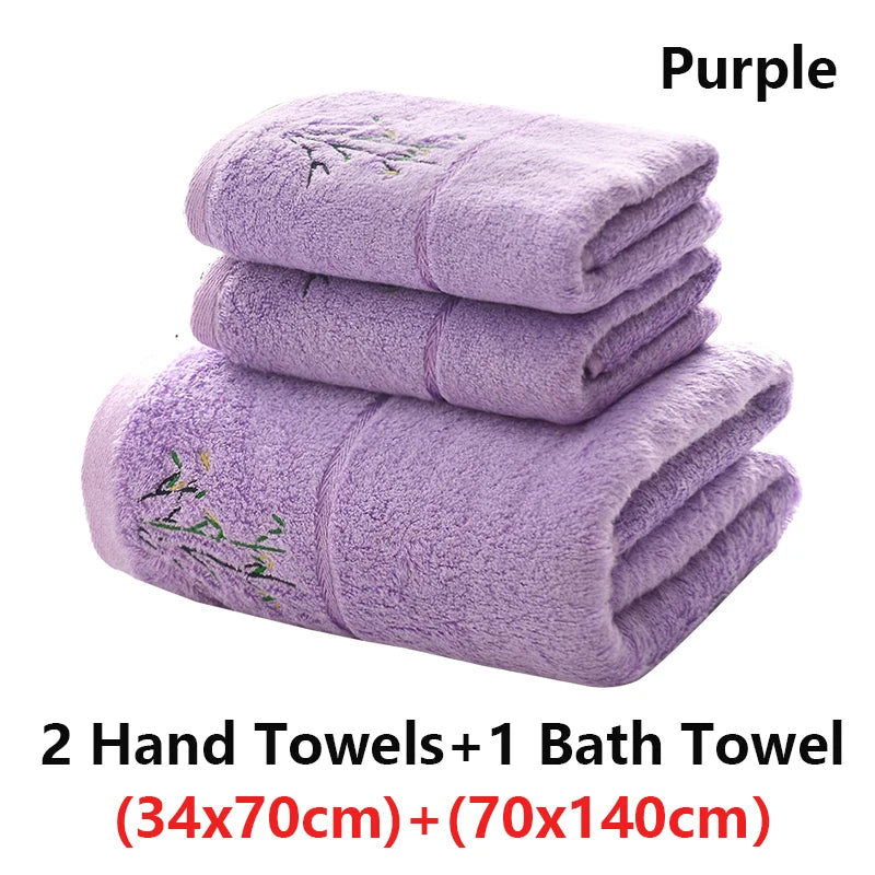 Embroidered Bamboo Fiber Towel Set