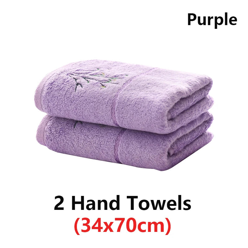 Embroidered Bamboo Fiber Towel Set