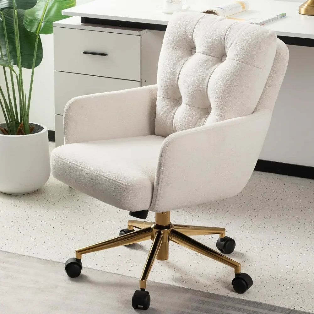 Velvet comfortable office desk and chair with lumbar support