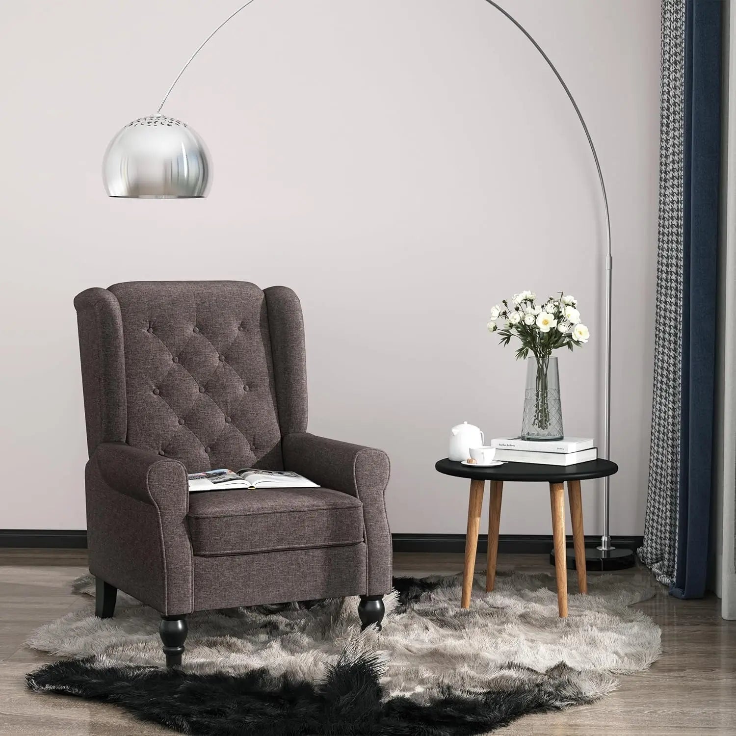 HOMCOM Button-Tufted Accent Chair with High Wingback