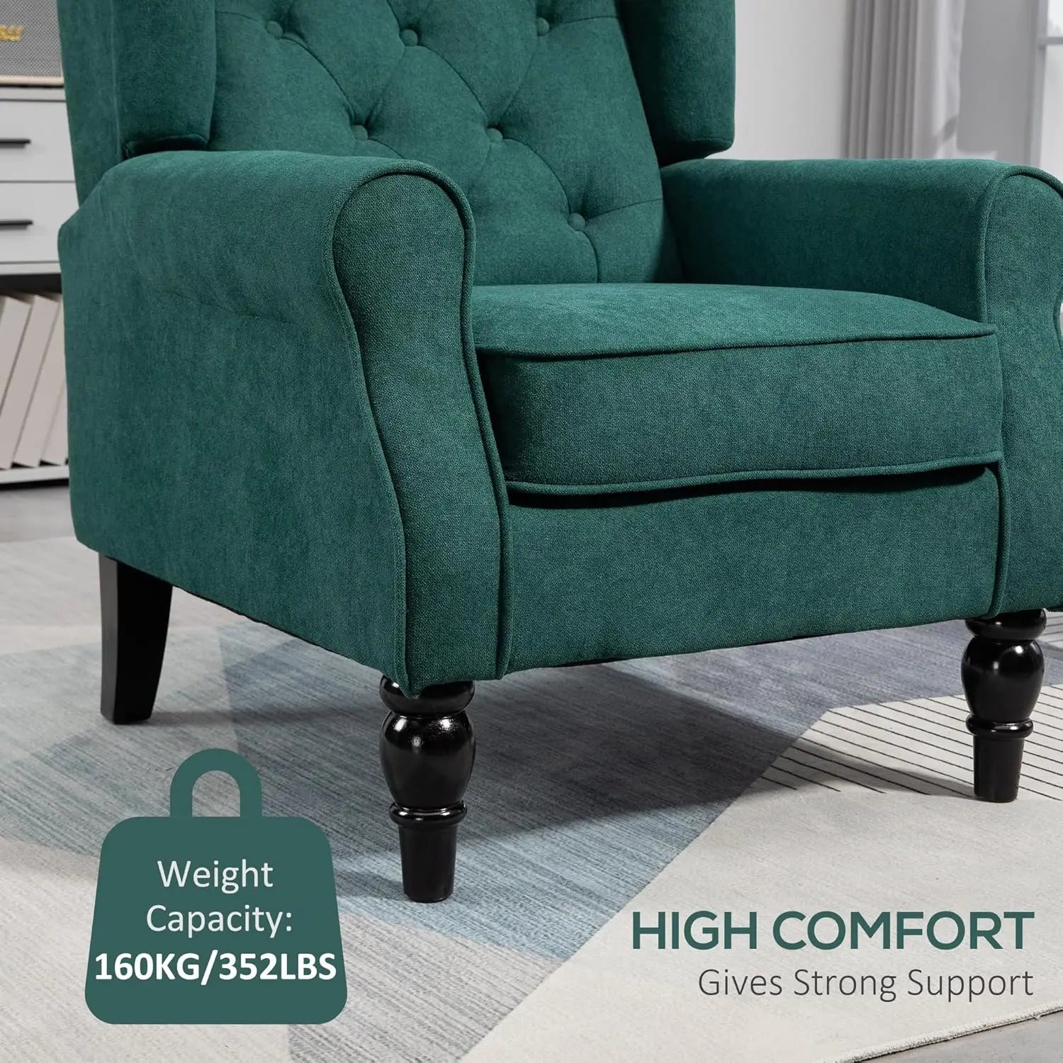 HOMCOM Button-Tufted Accent Chair with High Wingback