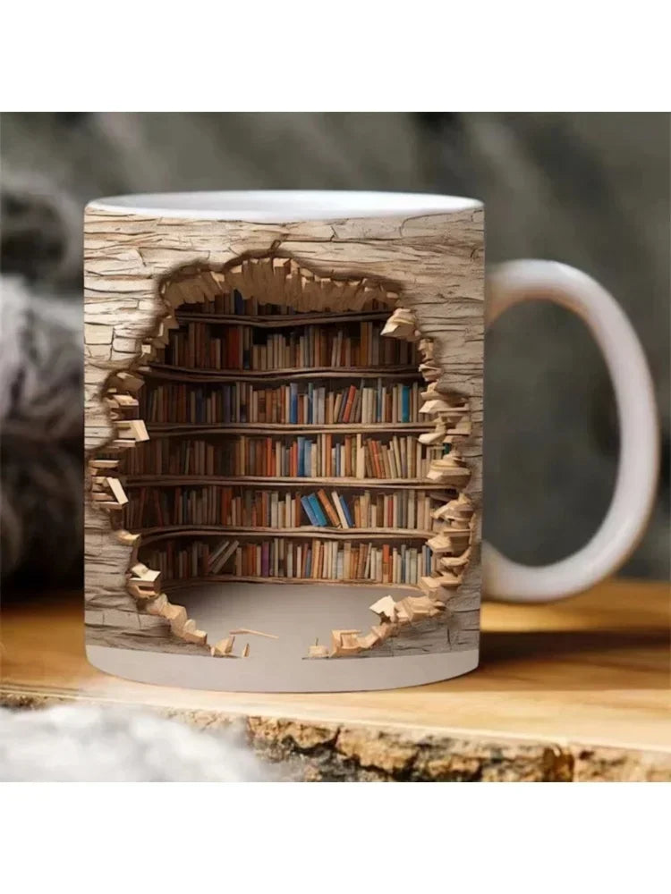 Ceramic 3D  Library Book Mug Shelf