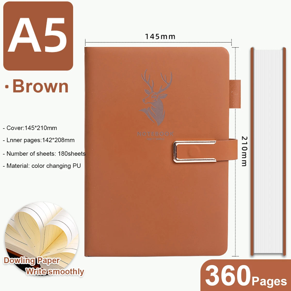 A5 Retro Notebook Soft Leather Cover