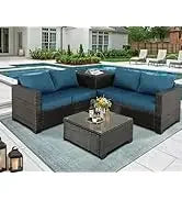 Q6 pieces set outdoor sectional wicker furniture patio couch