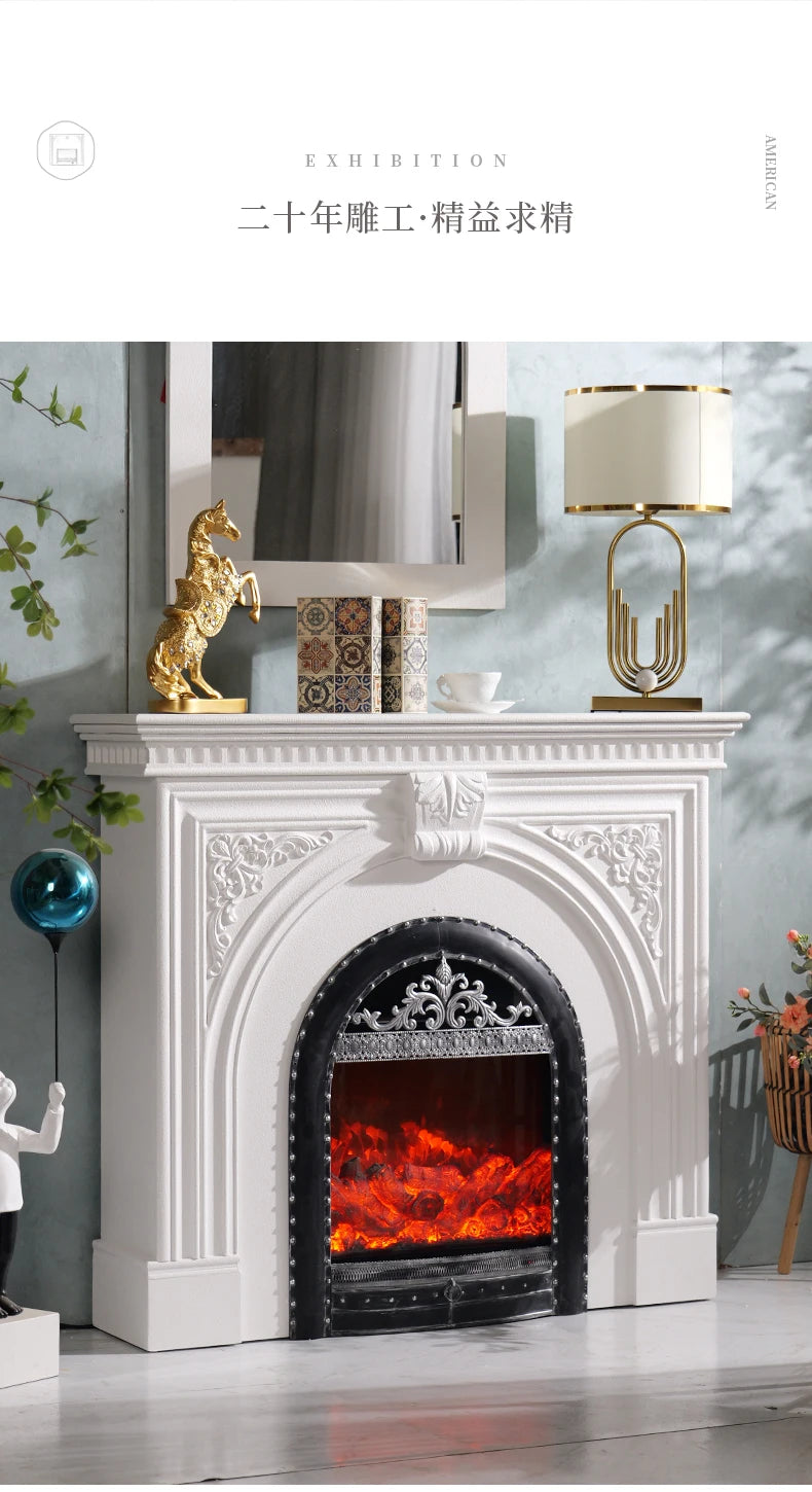 MJY French white fireplace decorative Cabinet