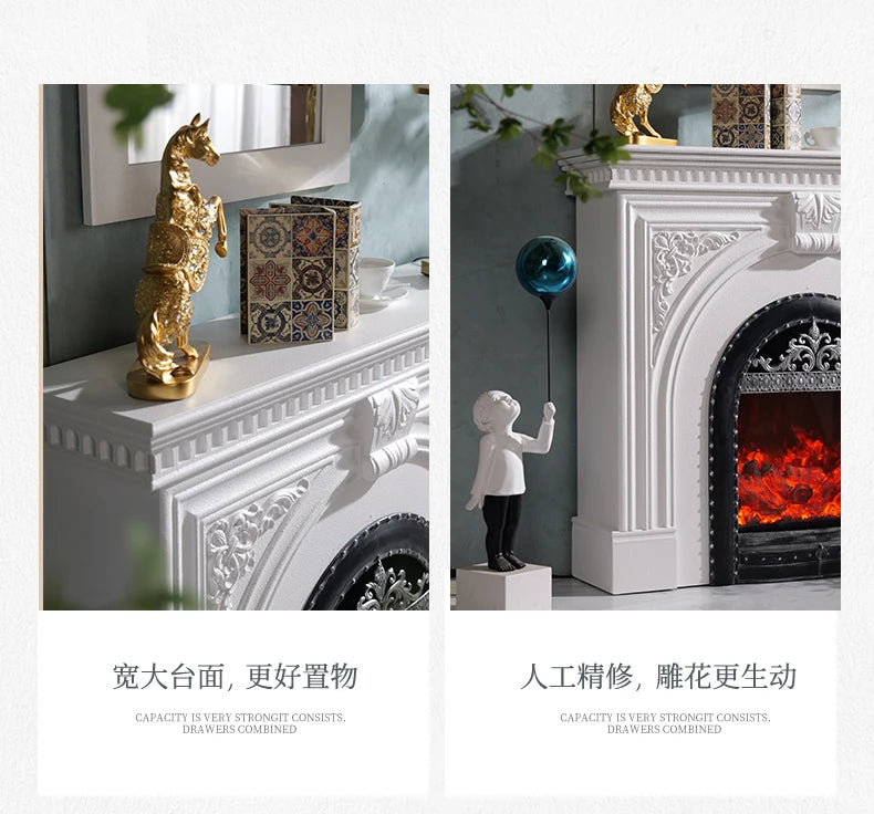 MJY French white fireplace decorative Cabinet