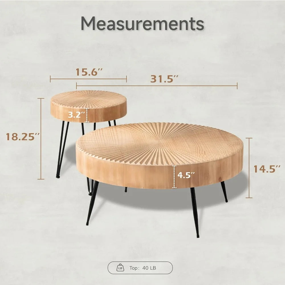 Modern Farmhouse Coffee Wood Radial Table