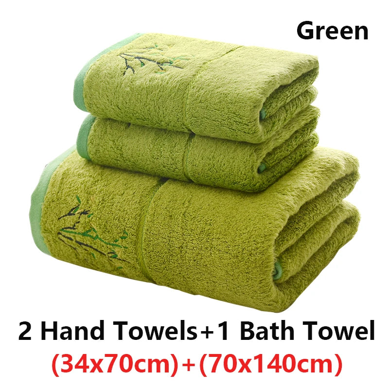 Embroidered Bamboo Fiber Towel Set