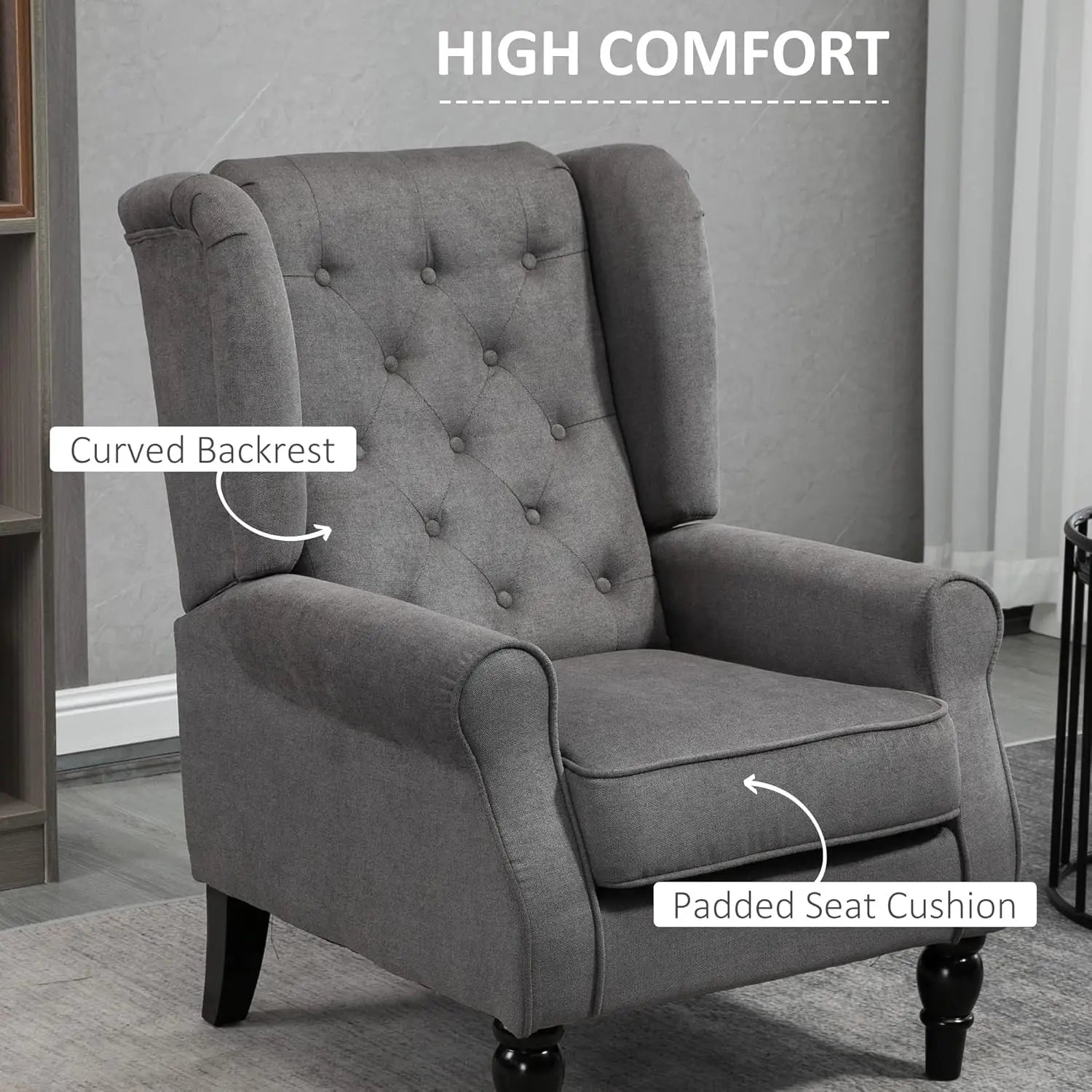 HOMCOM Button-Tufted Accent Chair with High Wingback