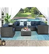 Q6 pieces set outdoor sectional wicker furniture patio couch