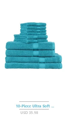 8-Piece Plush Cotton Towel Set - Solid Green