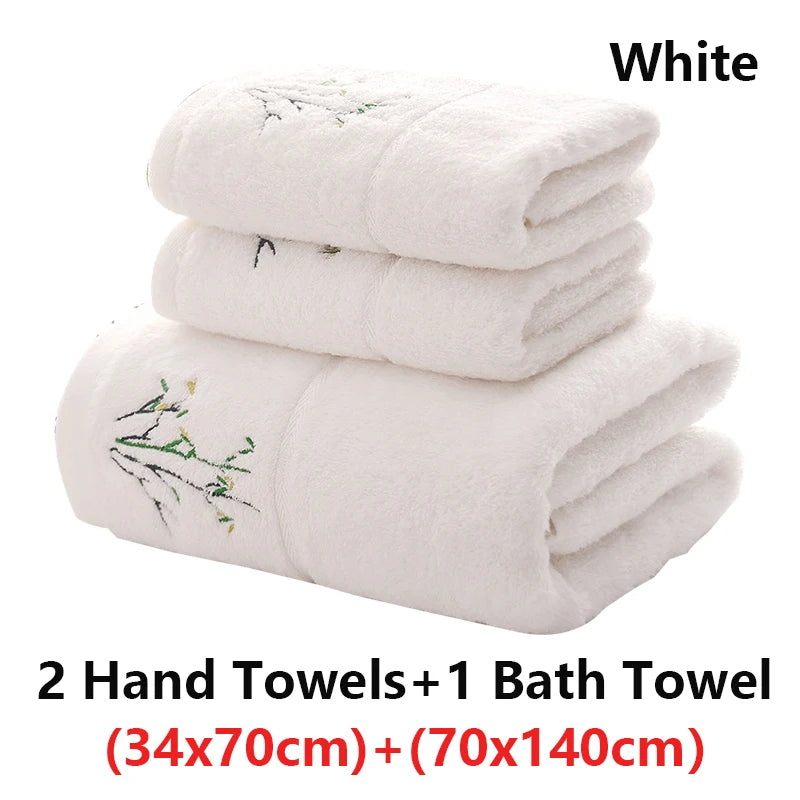 Embroidered Bamboo Fiber Towel Set