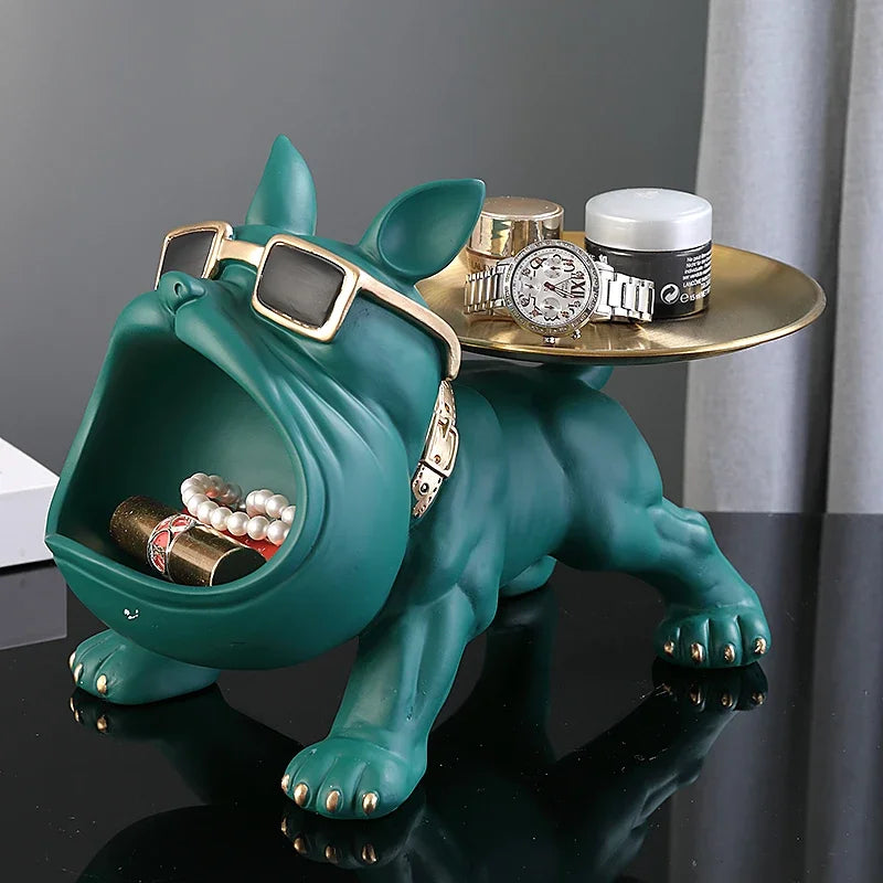 Bulldog Figurine Dog Statue Storage Box Ornament