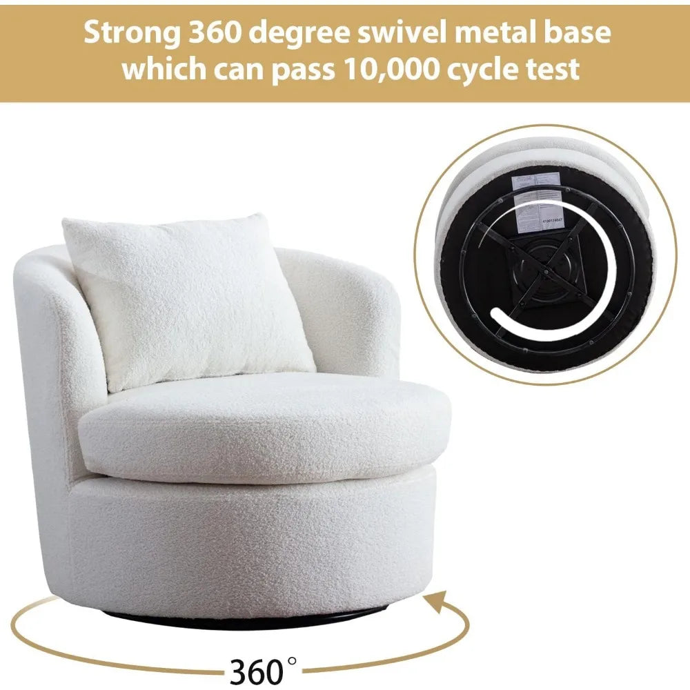 Swivel Barrel Chair with Lamb Wool Fabric