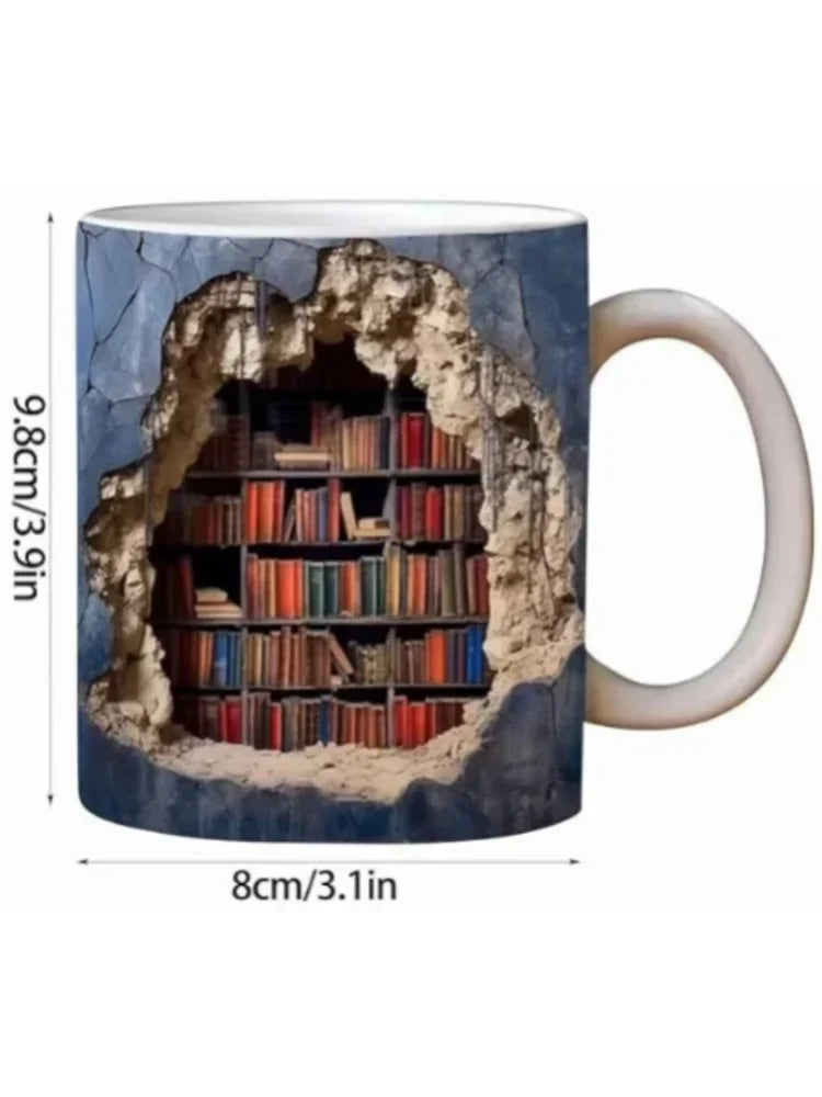 Ceramic 3D  Library Book Mug Shelf