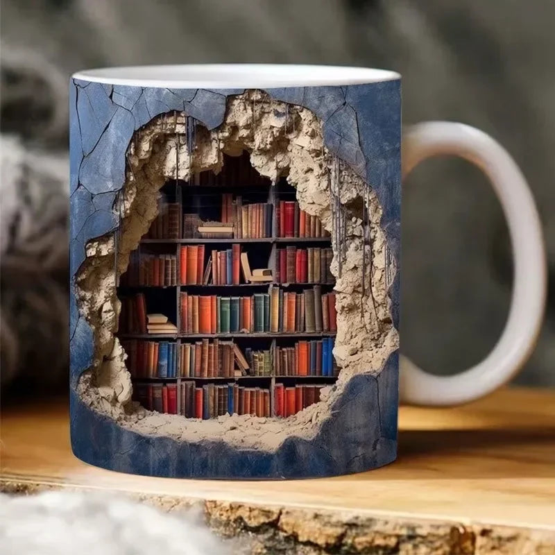 Ceramic 3D  Library Book Mug Shelf