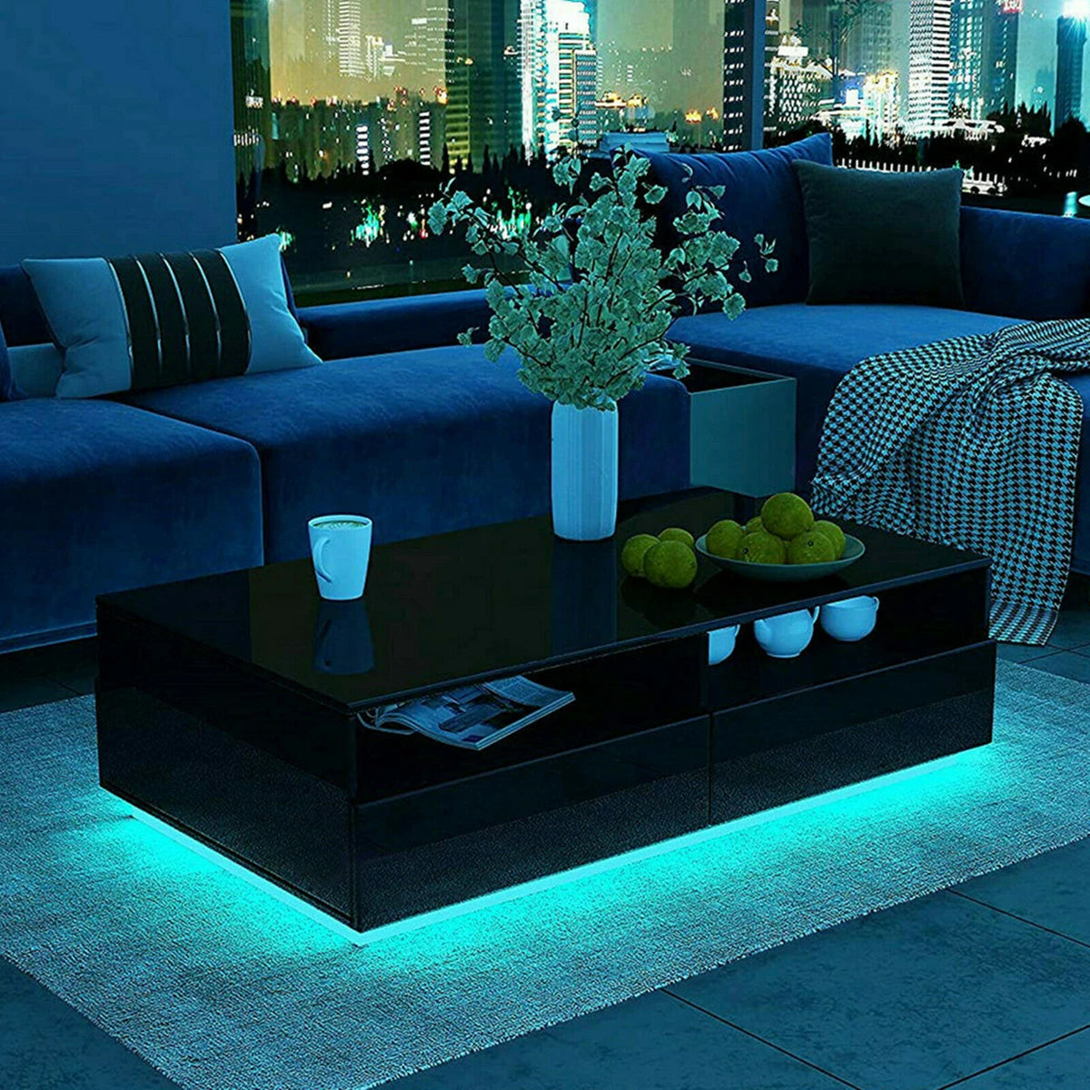 RGB LED Coffee Table High Gloss Simple Design Side Table