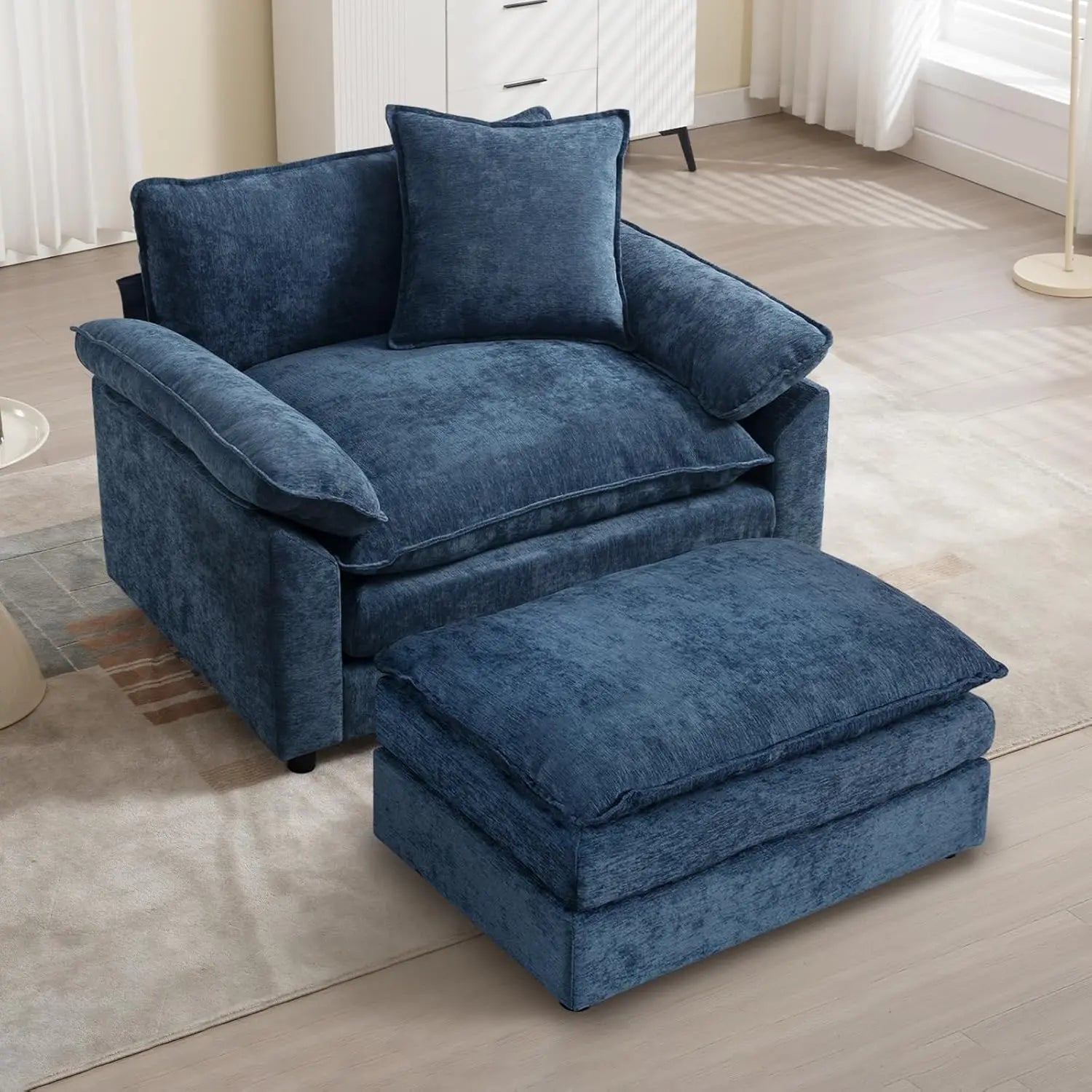 Comfy Chenille Accent Chair Large Upholstered Armchair