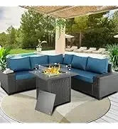 Q6 pieces set outdoor sectional wicker furniture patio couch