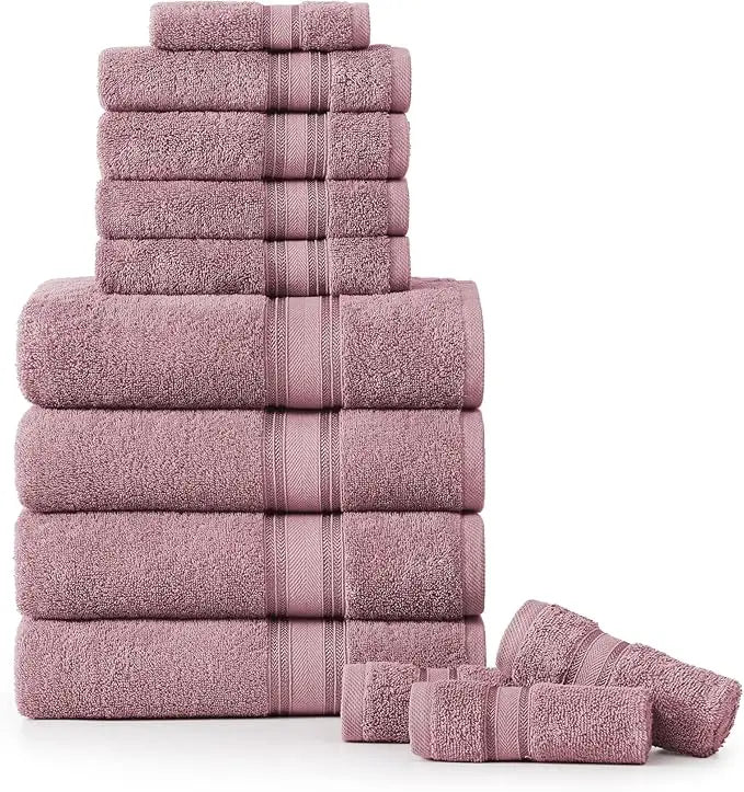 12-Piece Quick-Dry Cotton Bath Towel Set